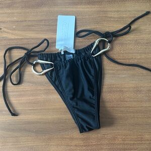 Musera Black String Bikini Bottom with Gold Rings Size Small